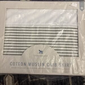 Little Unicorn Cotton Muslin Crib Skirt (Grey Stripe)